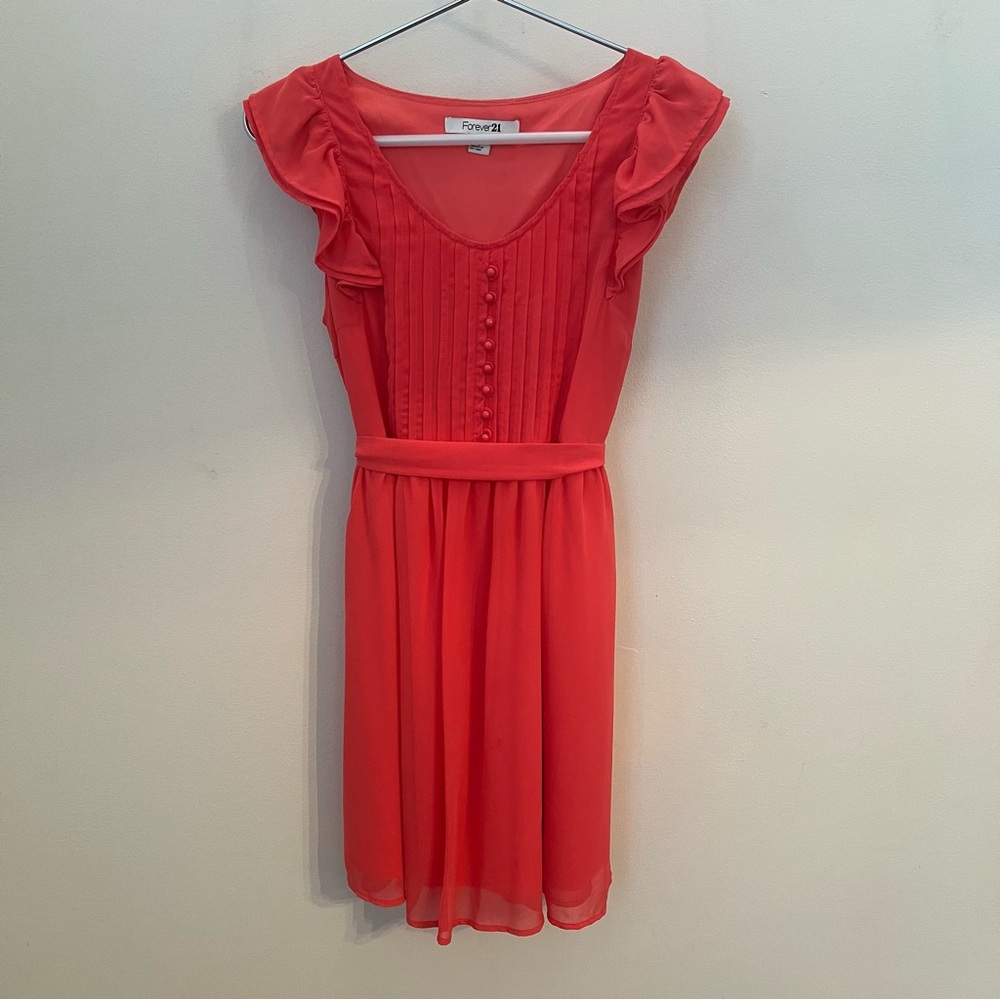 Forever 21 Women's Short Pink Baby Doll Dress Flutter Sleeves, Size Small